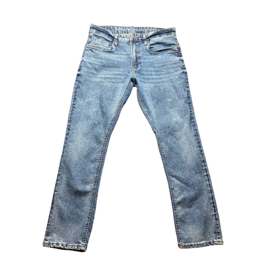 Buffalo David Bitton Ash-x Jeans Mens 34x30 Blue Cotton Blend Slim Stretch